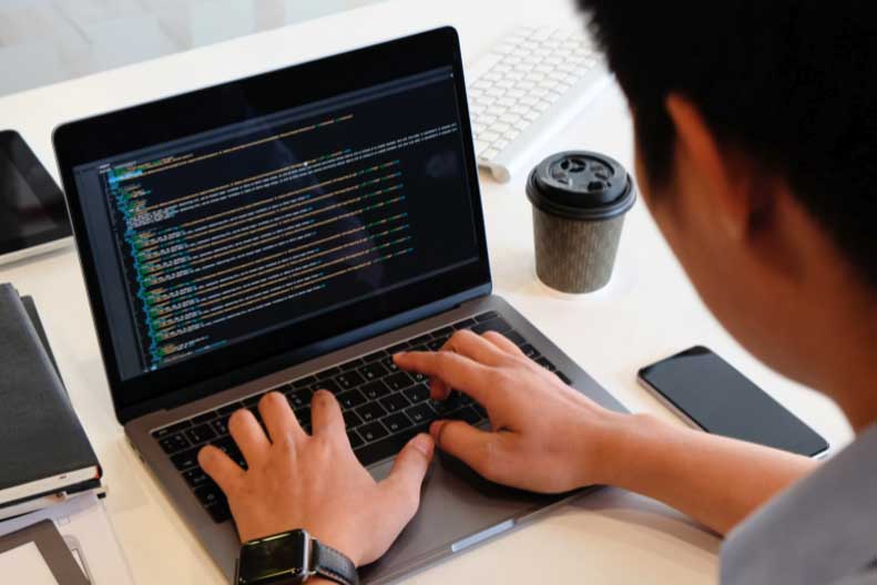 student writing code